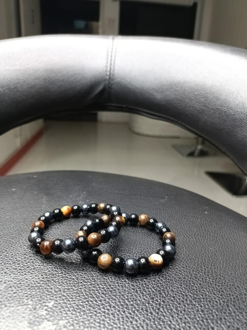 Tiger Eye Black Beaded Bracelet