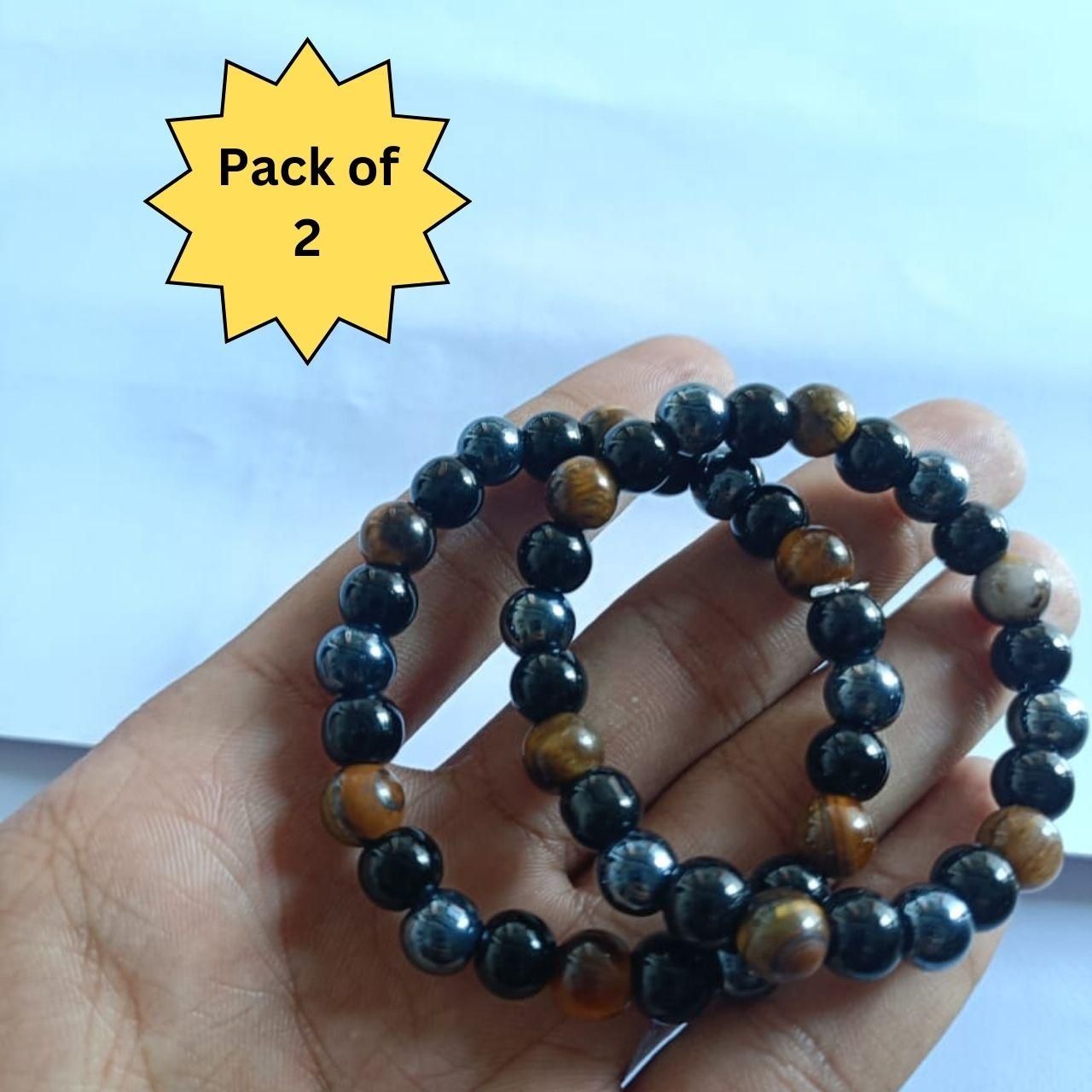 Tiger Eye Black Beaded Bracelet